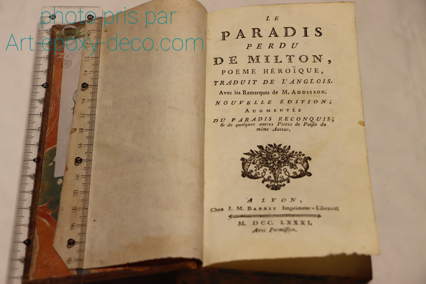 Le PARADIS PERDU de MILTON / BARRET éditeur à Lyon 1781