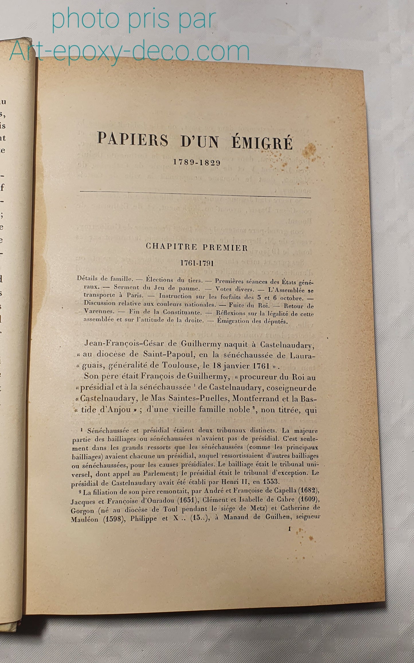 Papier d'un émigré du Baron de Guilhermy 1886