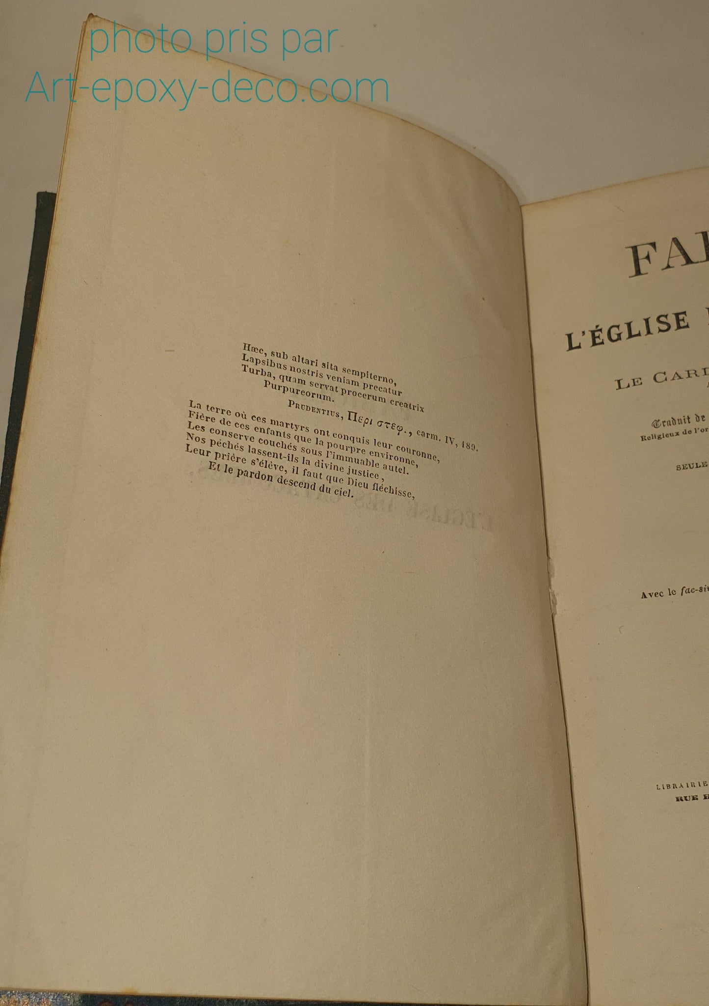 FABIOLA OU L'EGLISE DES CATACOMBES reliure + lettre, 1861