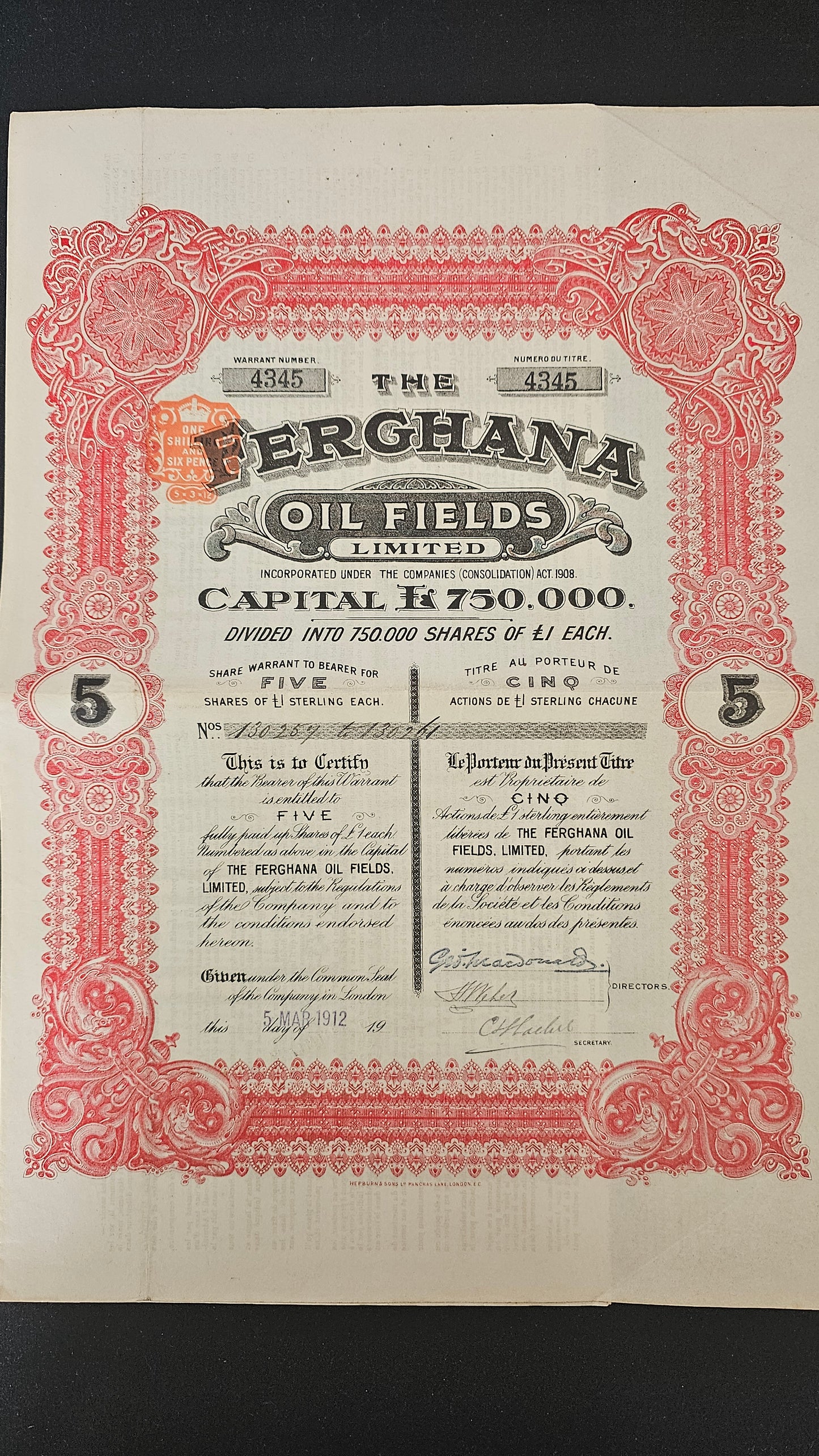 The Ferghana Oil Fields Ltd.